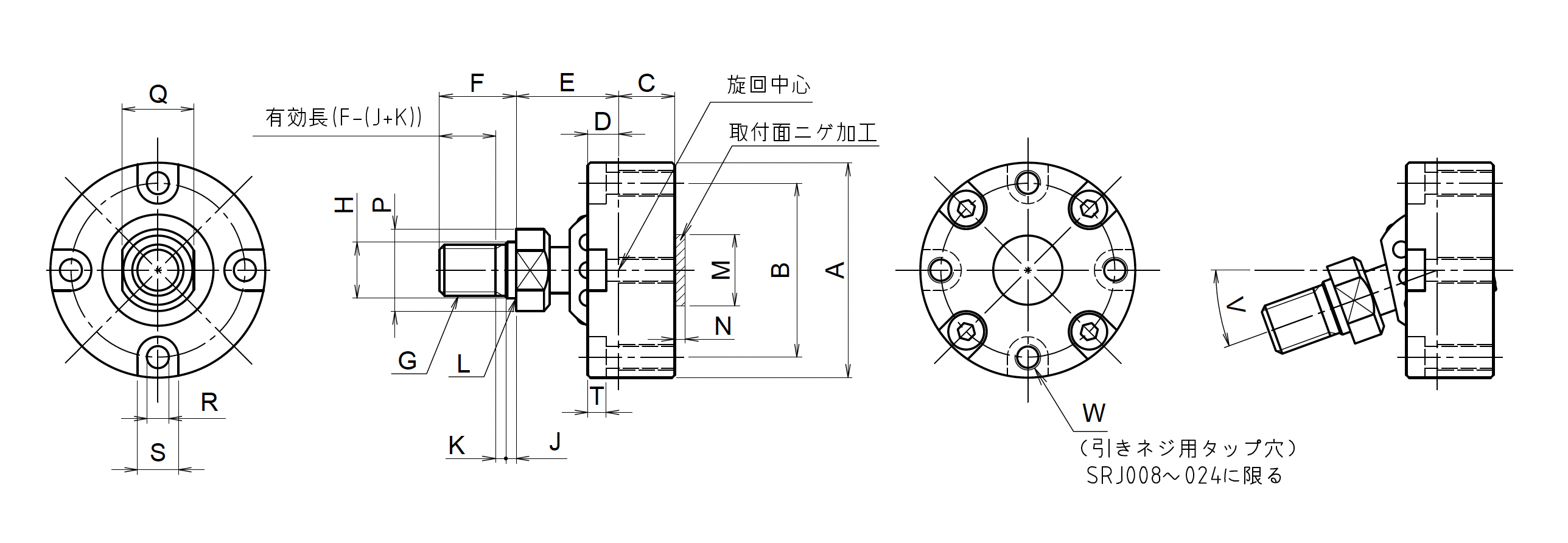 球面軸受SRJの寸法表